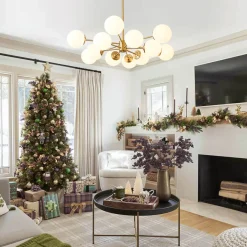 Opal Glass Globe Sputnik Chandelier
