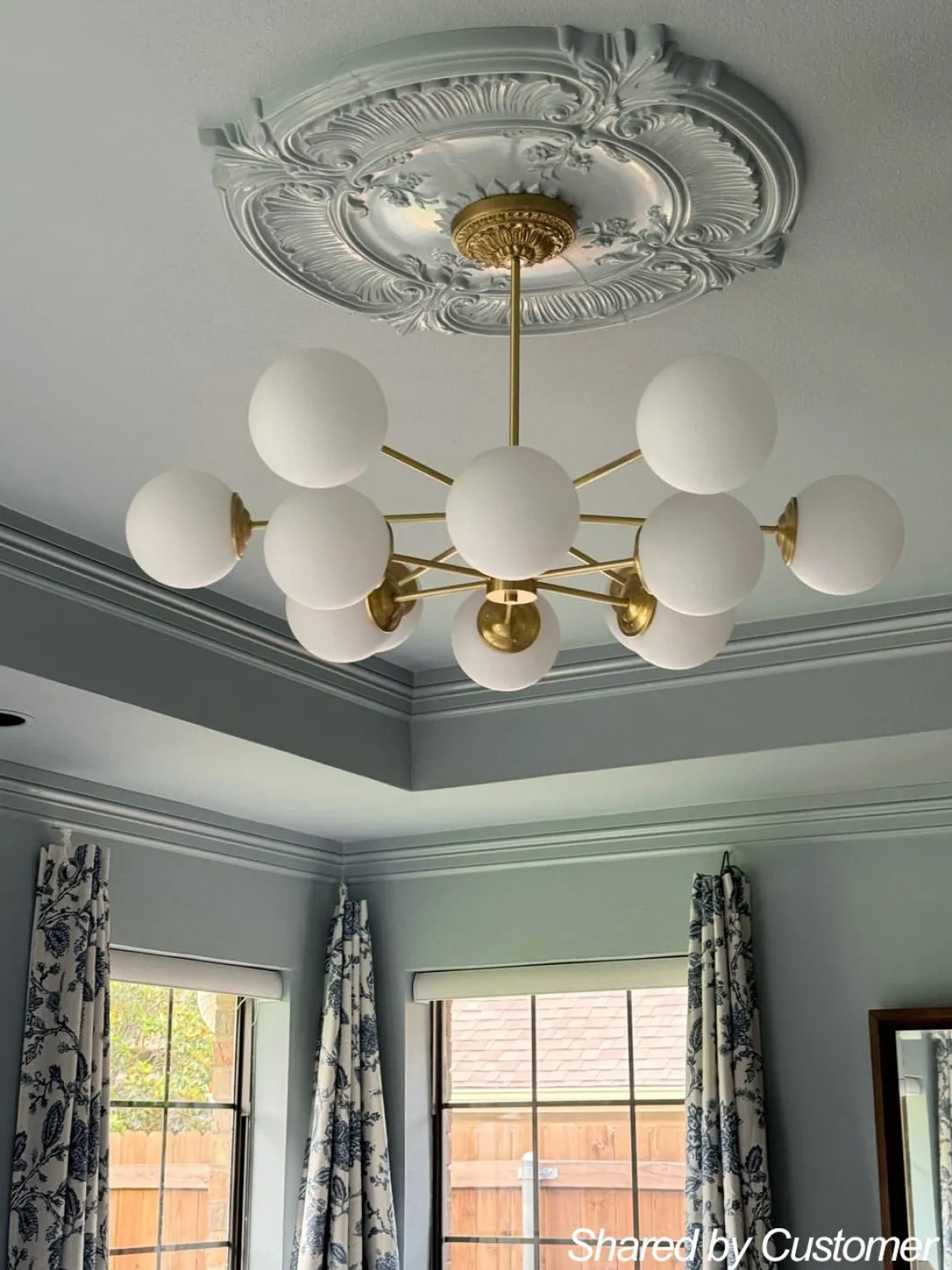 Opal Glass Globe Sputnik Chandelier