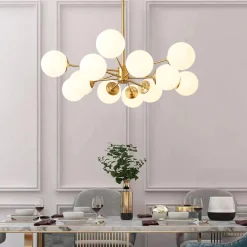 Opal Glass Globe Sputnik Chandelier