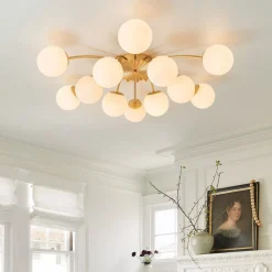 (OpenBox) Blossom 12-Light Opal Glass Bubble Semi Flush Chandelier