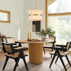 (OpenBox) Boho 2-Tier Woven Thread Tapered Drum Pendant Light