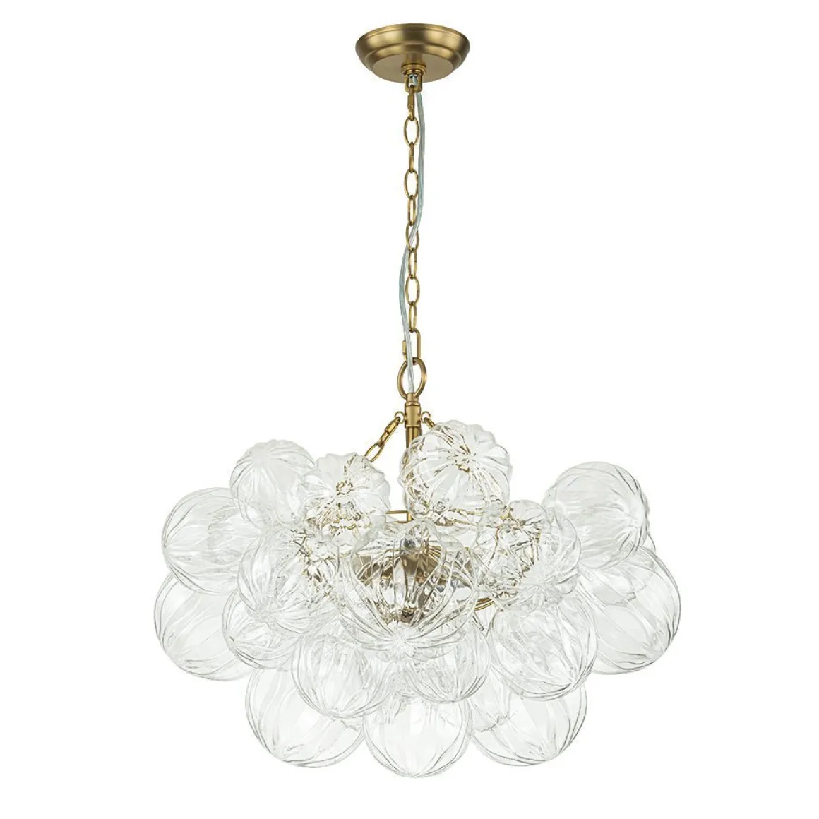 (OpenBox) Brass Cluster Sculpture Texture Glass Globe Bubble Chandelier
