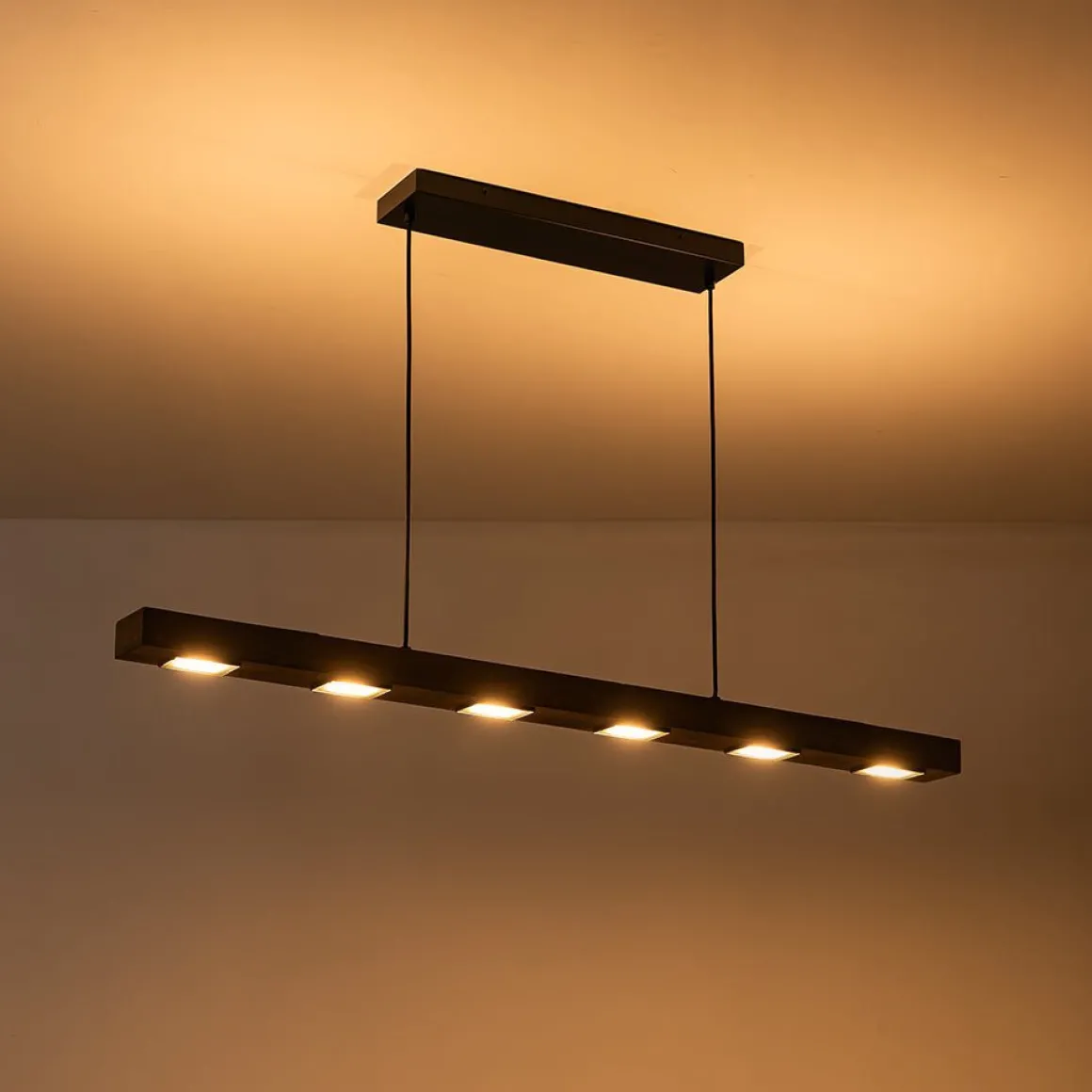 (OpenBox) Dimmable LED Linear Oak Wood Kitchen Island Pendant