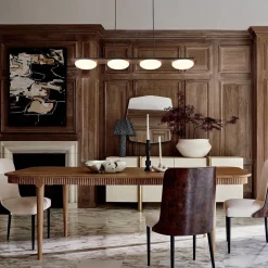 (OpenBox) Dimmable LED Walnut Wood Grain Linear Island Chandelier