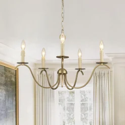 (OpenBox) French Farmhouse 5-Light Brass Candle Style Chandelier