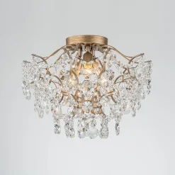 (OpenBox) Glam Bloom Draped Crystal Accented Semi Flush Mount