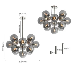 (OpenBox) Glam Dark Pearl Sputnik Smoked Glass Bubble Chandelier Light Fixture