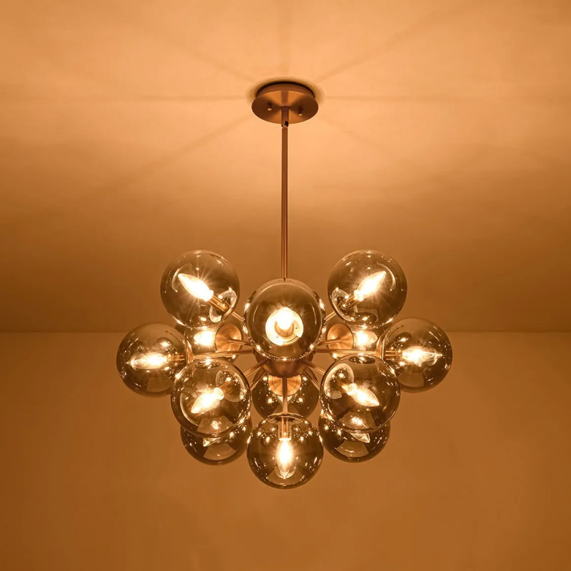 (OpenBox) Glam Dark Pearl Sputnik Smoked Glass Bubble Chandelier Light Fixture