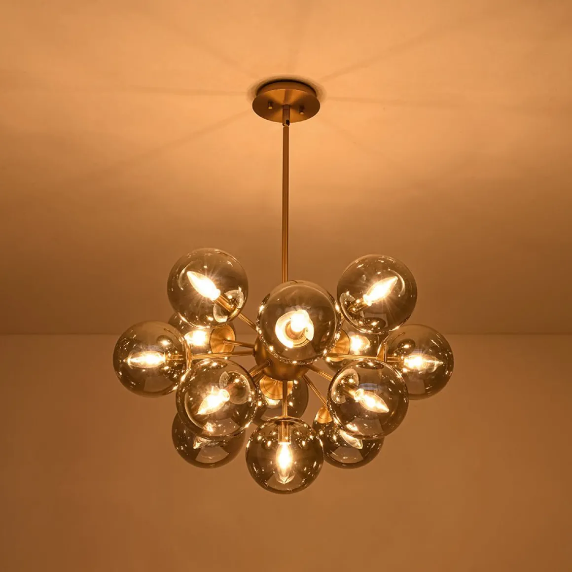(OpenBox) Glam Dark Pearl Sputnik Smoked Glass Bubble Chandelier Light Fixture