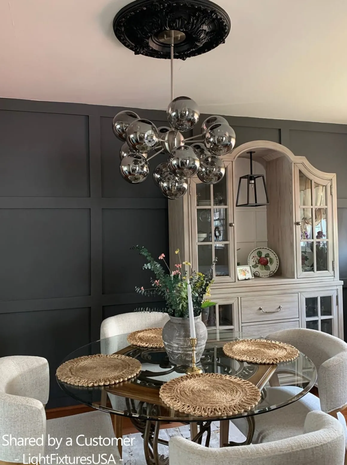 (OpenBox) Glam Dark Pearl Sputnik Smoked Glass Bubble Chandelier Light Fixture