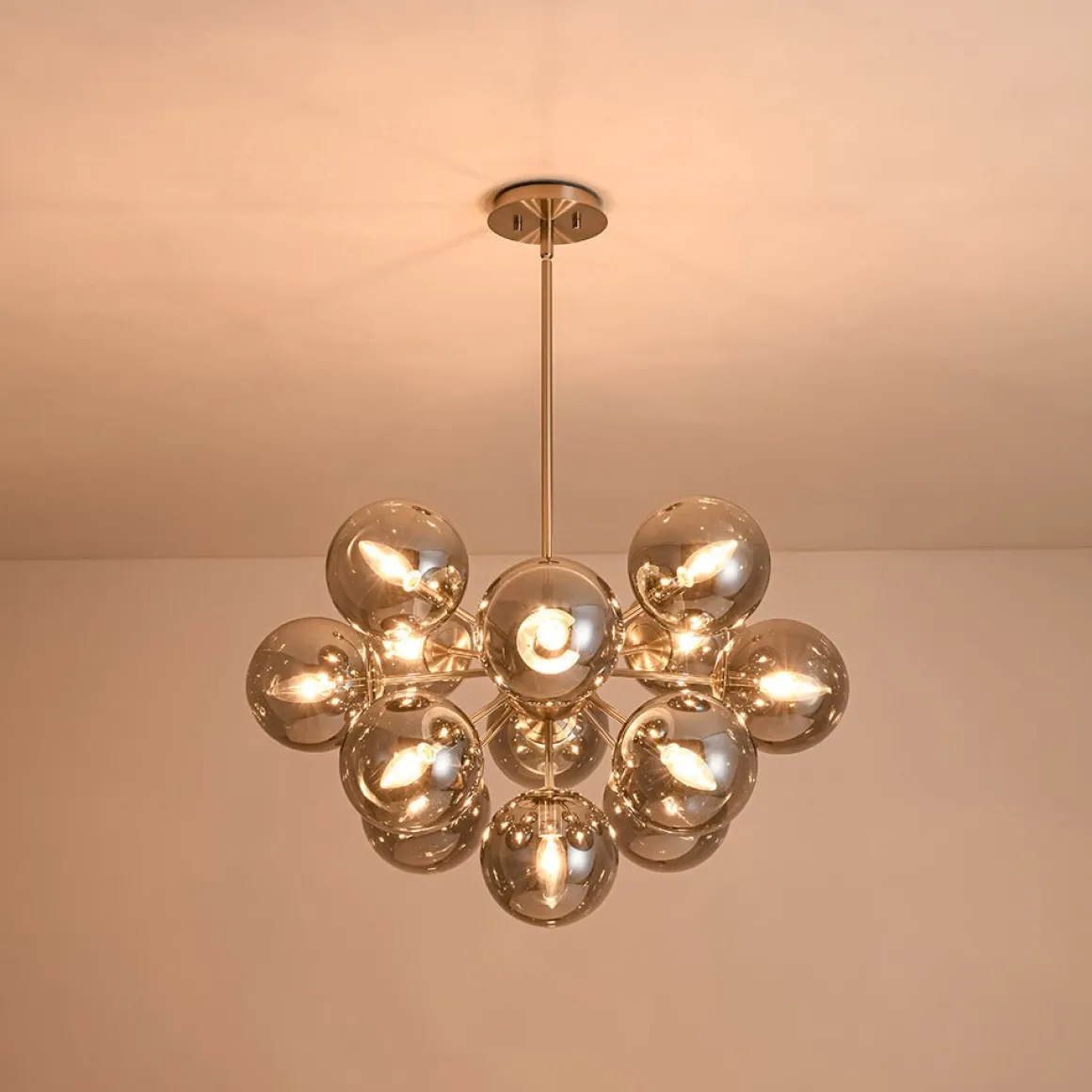 (OpenBox) Glam Dark Pearl Sputnik Smoked Glass Bubble Chandelier Light Fixture