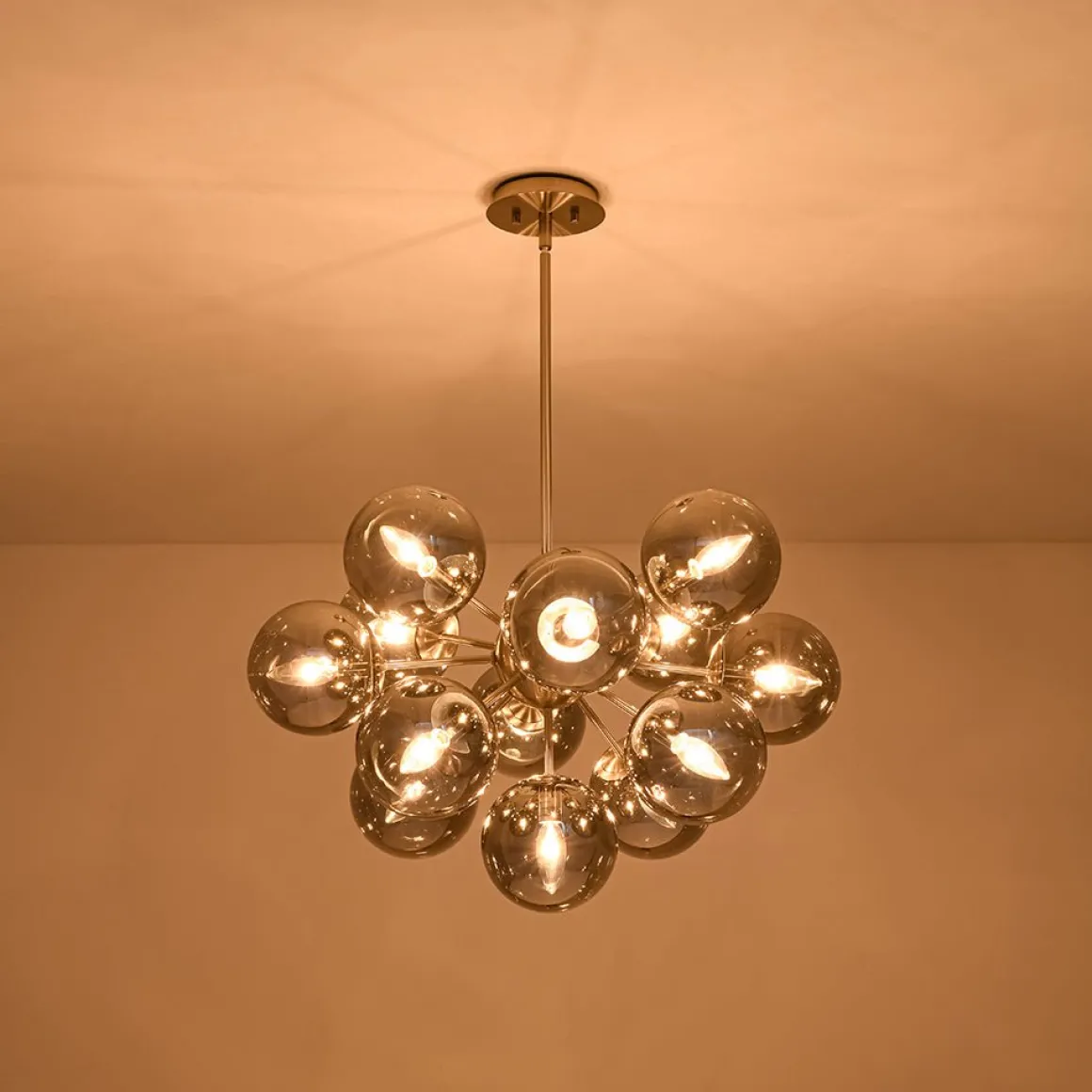 (OpenBox) Glam Dark Pearl Sputnik Smoked Glass Bubble Chandelier Light Fixture