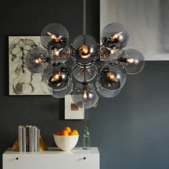 (OpenBox) Glam Dark Pearl Sputnik Smoked Glass Bubble Chandelier Light Fixture