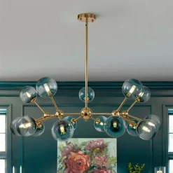 (OpenBox) 15-Light Blue Glass Globe Bubble Sputnik Branch Chandelier