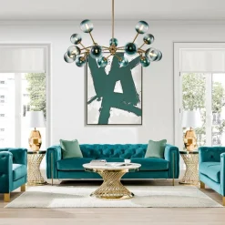 (OpenBox) 15-Light Blue Glass Globe Bubble Sputnik Branch Chandelier