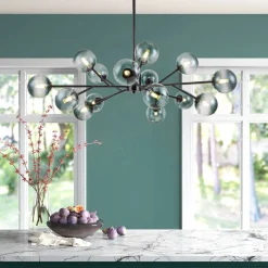 (OpenBox) 15-Light Branch Blue Glass Globe Bubble Chandelier