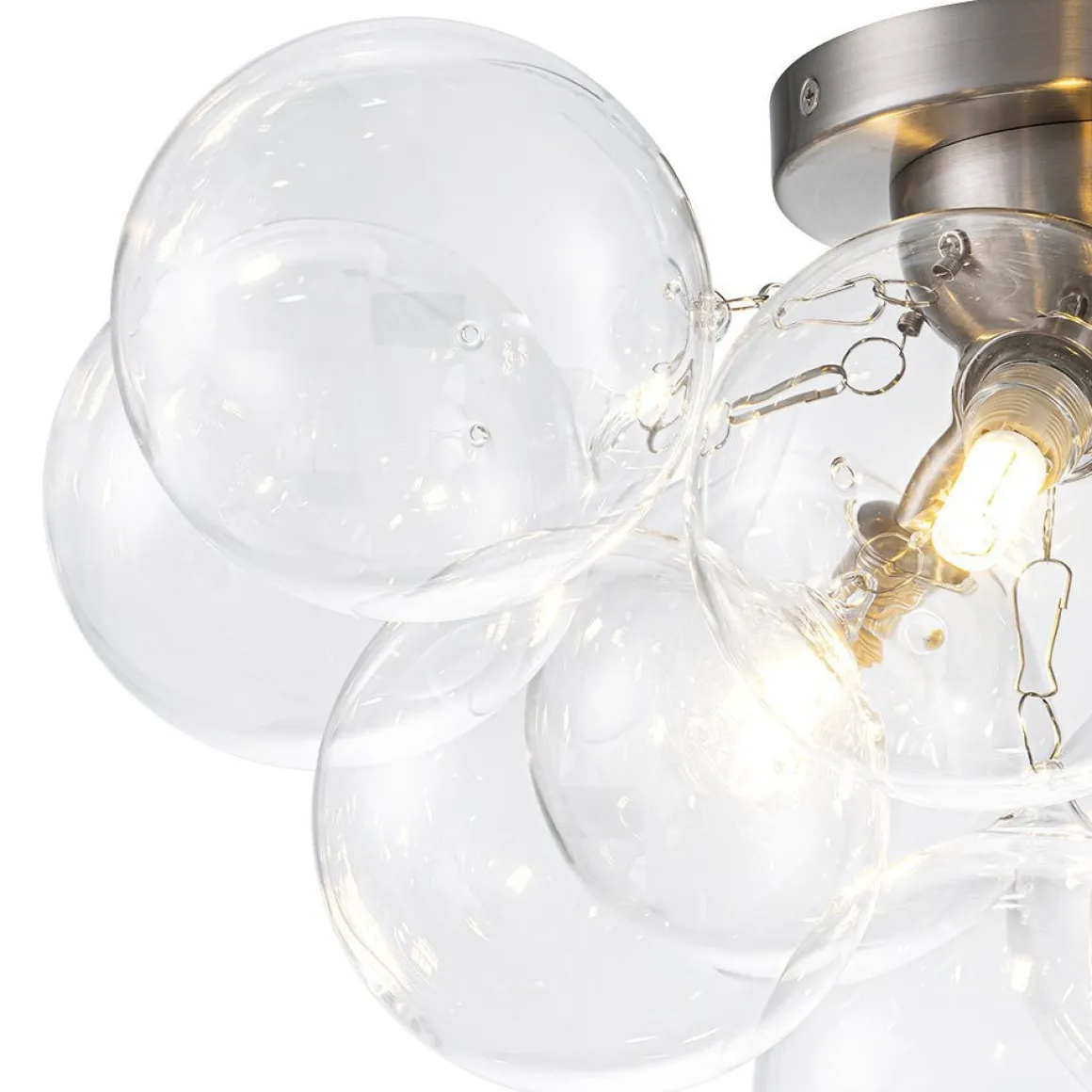 (OpenBox) 3-Light Brass Cluster Clear Glass Globe Bubble Ceiling Light