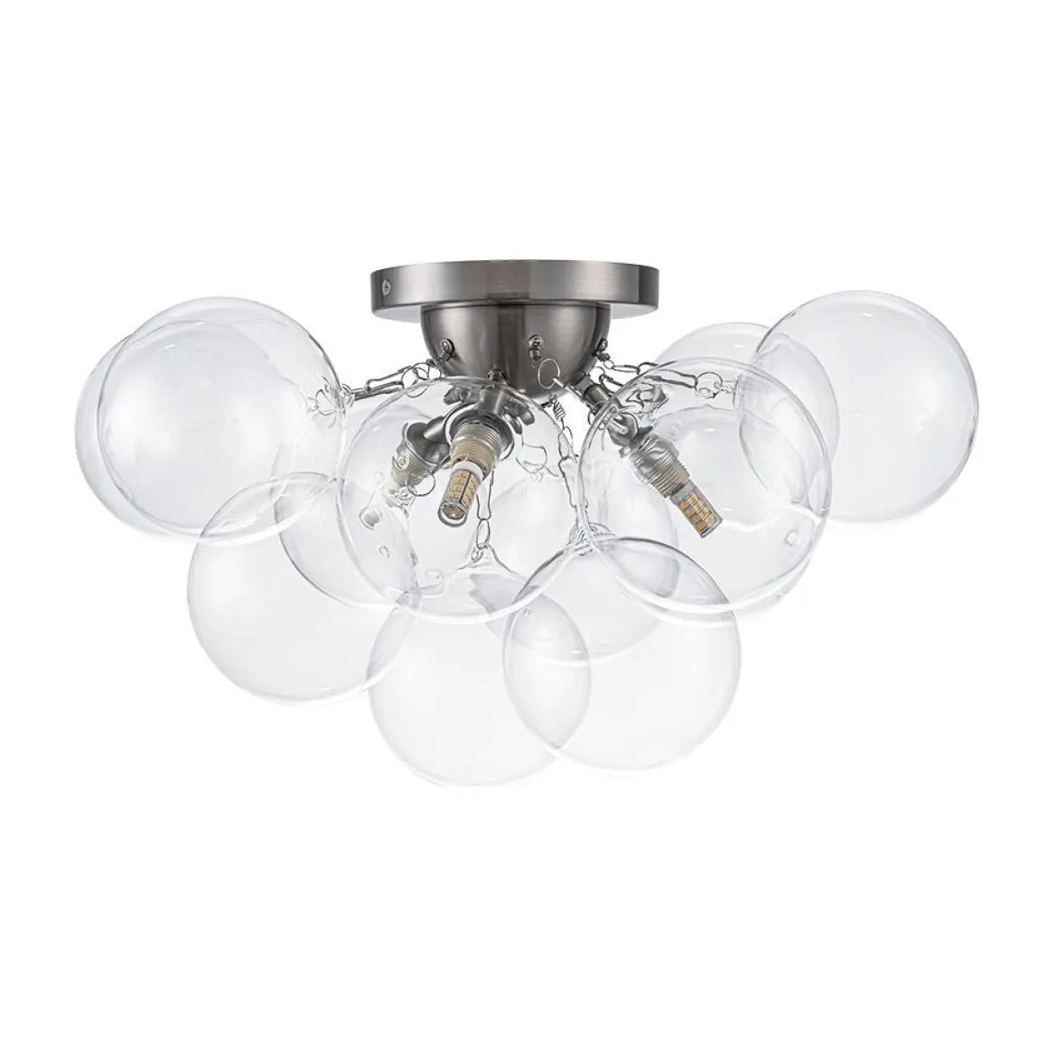 (OpenBox) 3-Light Brass Cluster Clear Glass Globe Bubble Ceiling Light