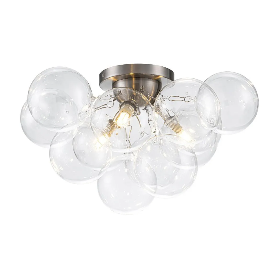 (OpenBox) 3-Light Brass Cluster Clear Glass Globe Bubble Ceiling Light