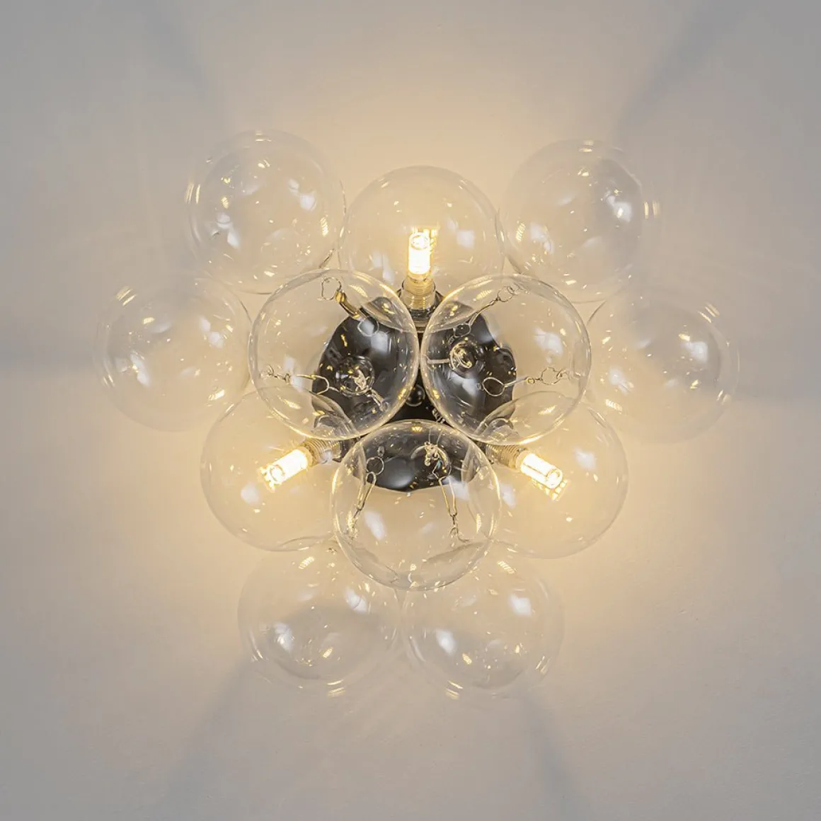 (OpenBox) 3-Light Brass Cluster Clear Glass Globe Bubble Ceiling Light