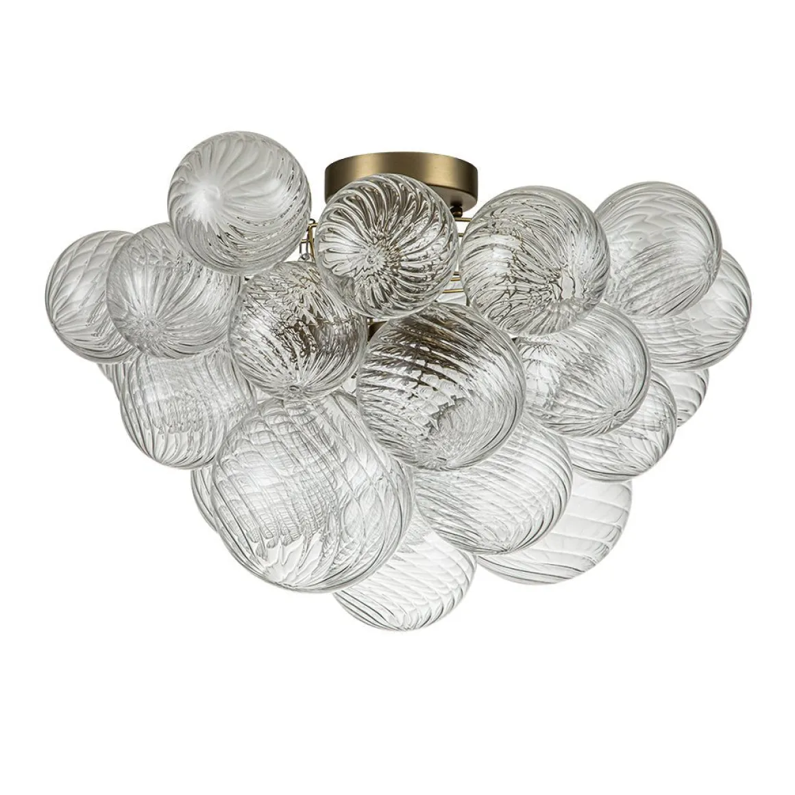(OpenBox) 3-Light Cluster Ribbed Glass Bubble Semi Flush Chandelier