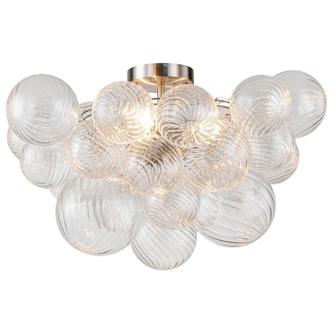 (OpenBox) 3-Light Cluster Ribbed Glass Bubble Semi Flush Chandelier