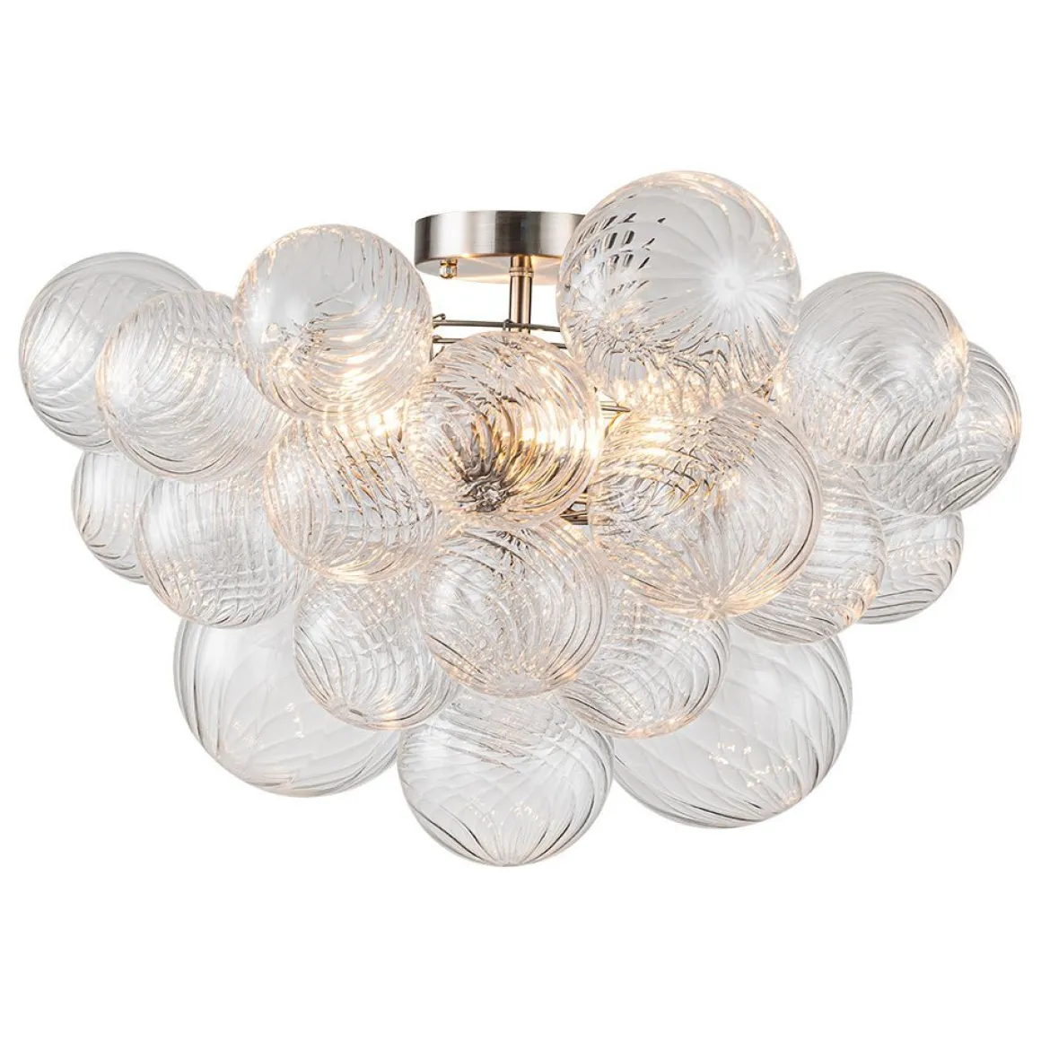 (OpenBox) 3-Light Cluster Ribbed Glass Bubble Semi Flush Chandelier