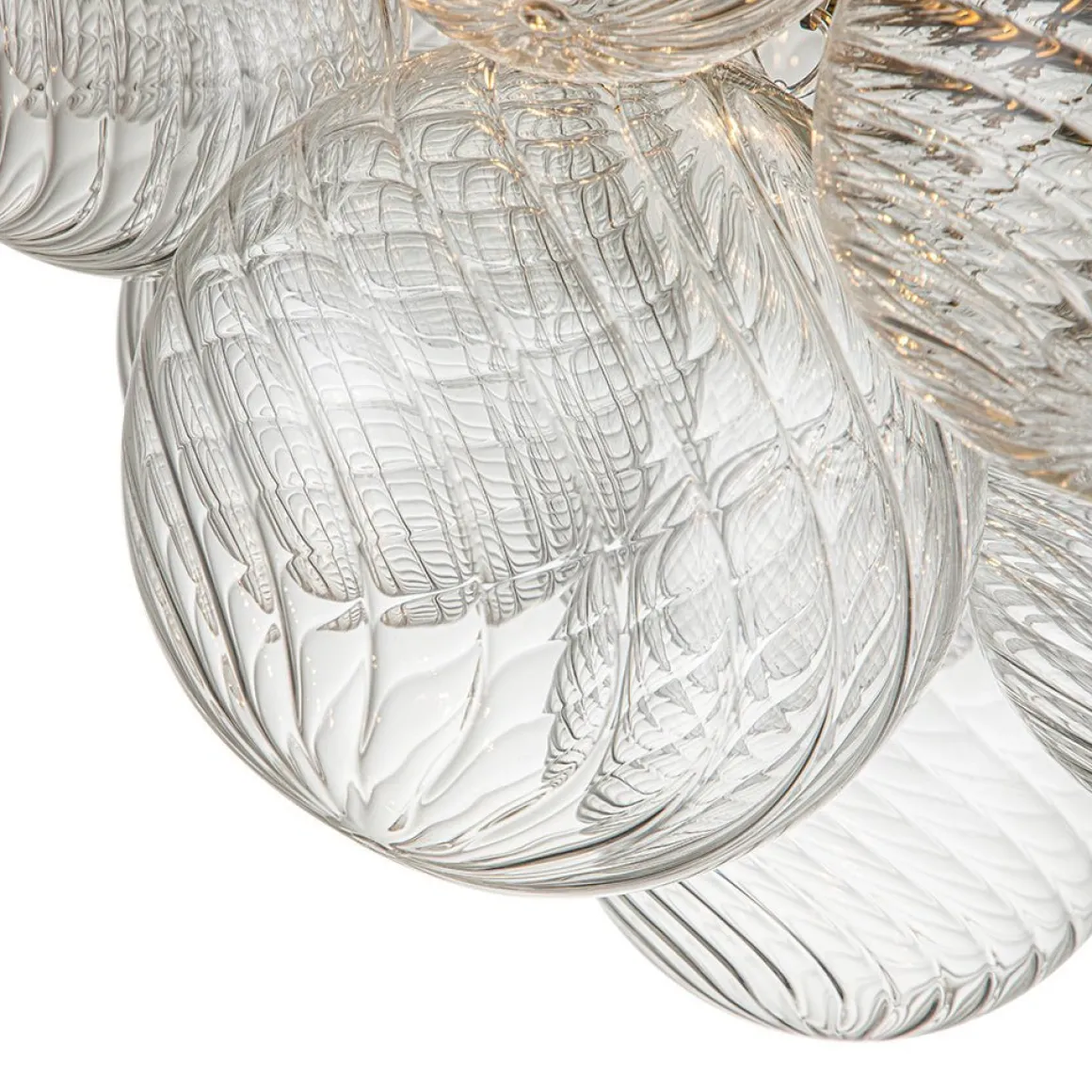 (OpenBox) 3-Light Cluster Ribbed Glass Bubble Semi Flush Chandelier