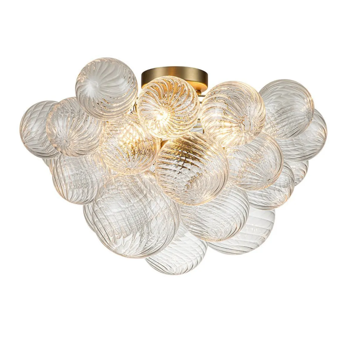(OpenBox) 3-Light Cluster Ribbed Glass Bubble Semi Flush Chandelier