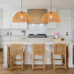 (OpenBox) 1-Light Coastal Bohemian Woven Rope Dome Pendant