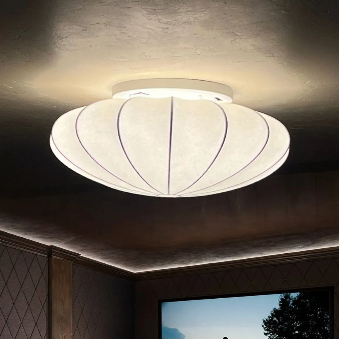(OpenBox) Mid-Century Modern White Flush Mount Light
