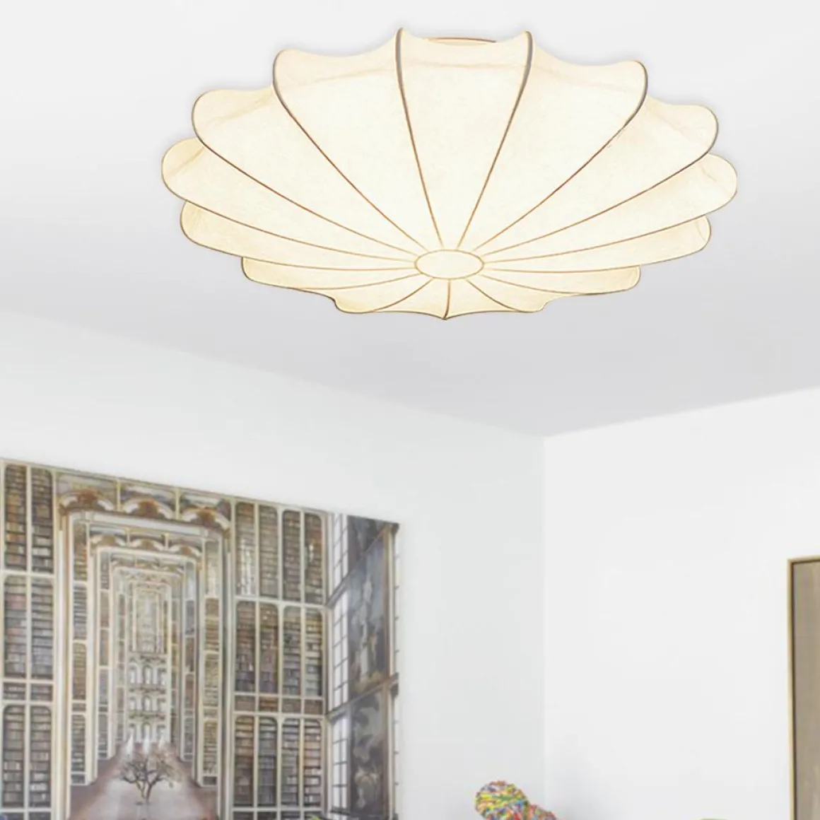 (OpenBox) Mid-Century Modern White Flush Mount Light