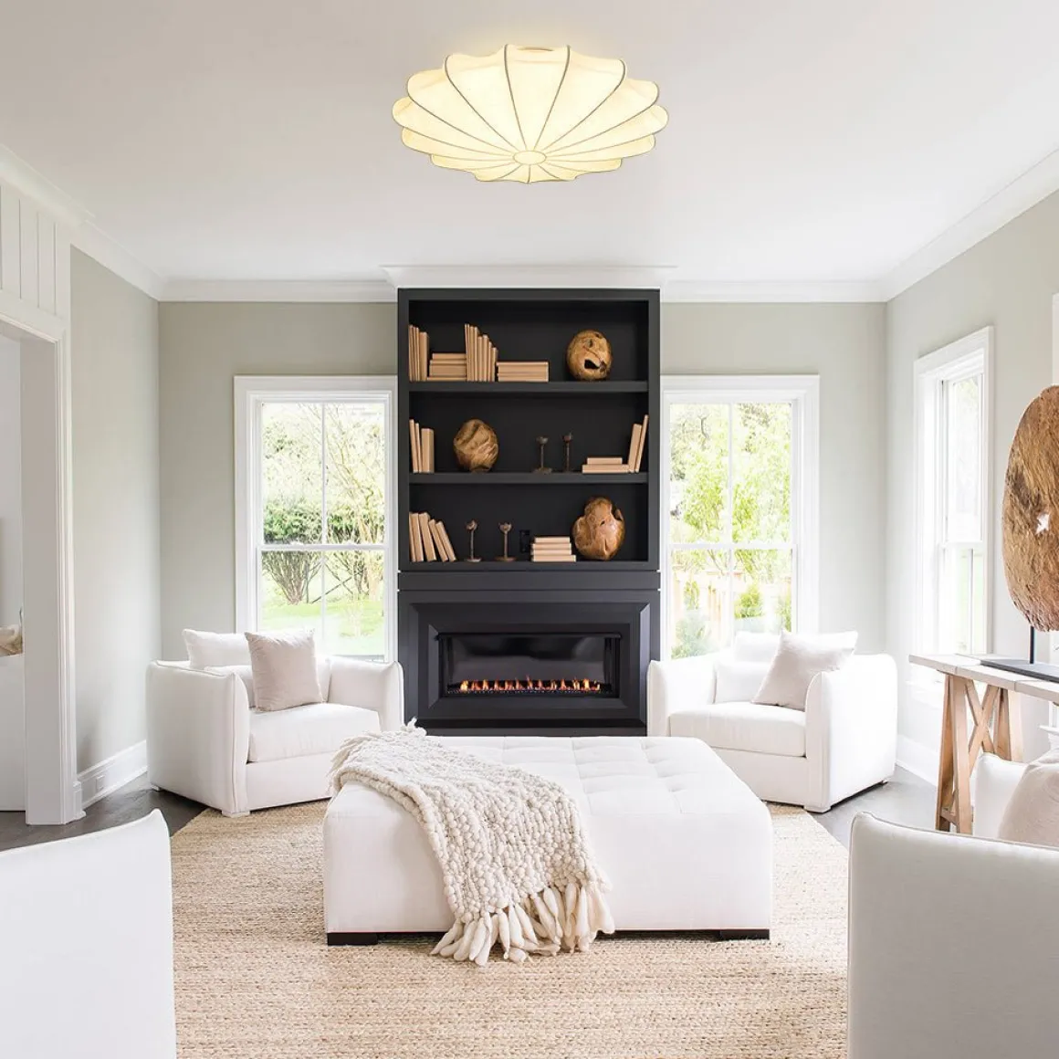 (OpenBox) Mid-Century Modern White Flush Mount Light