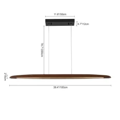 (OpenBox) Minimalist Linear Wood Dimmable LED Island Pendant