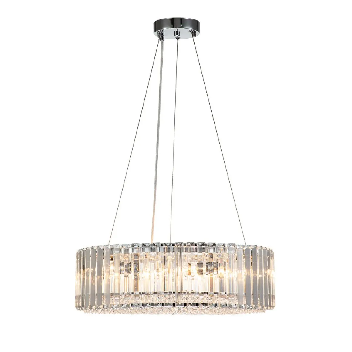 (OpenBox) Modern Chrome Round Drum Crystal Chandelier