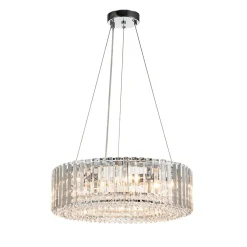 (OpenBox) Modern Chrome Round Drum Crystal Chandelier