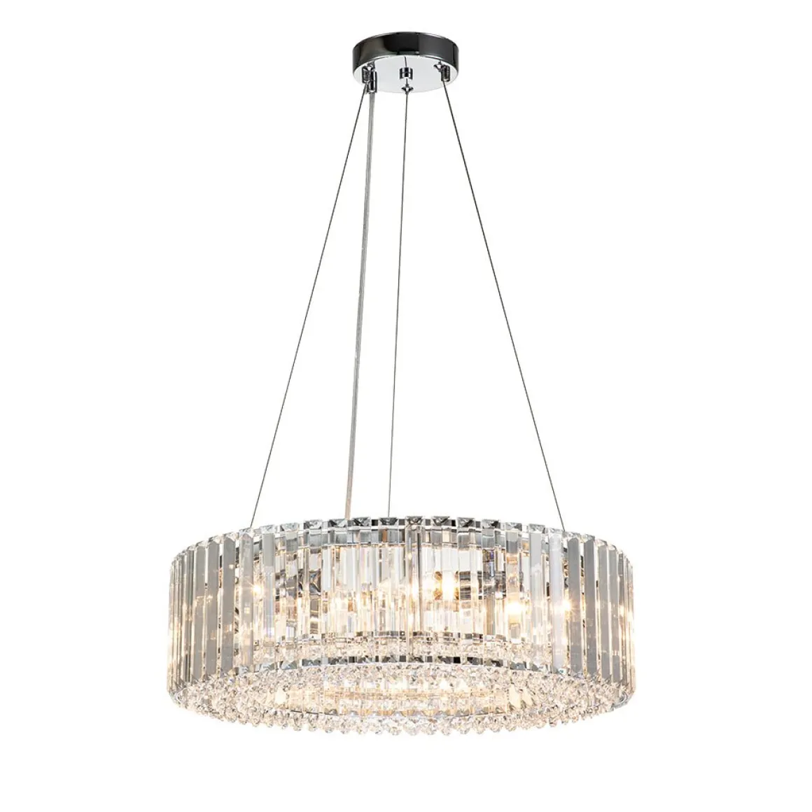 (OpenBox) Modern Chrome Round Drum Crystal Chandelier