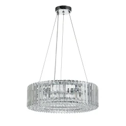 (OpenBox) Modern Chrome Round Drum Crystal Chandelier