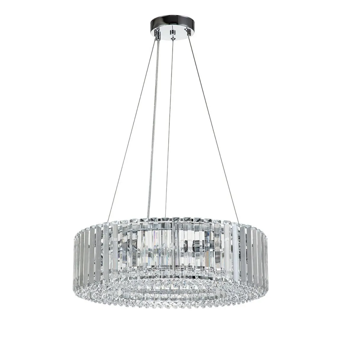 (OpenBox) Modern Chrome Round Drum Crystal Chandelier