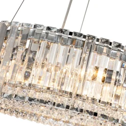 (OpenBox) Modern Chrome Round Drum Crystal Chandelier