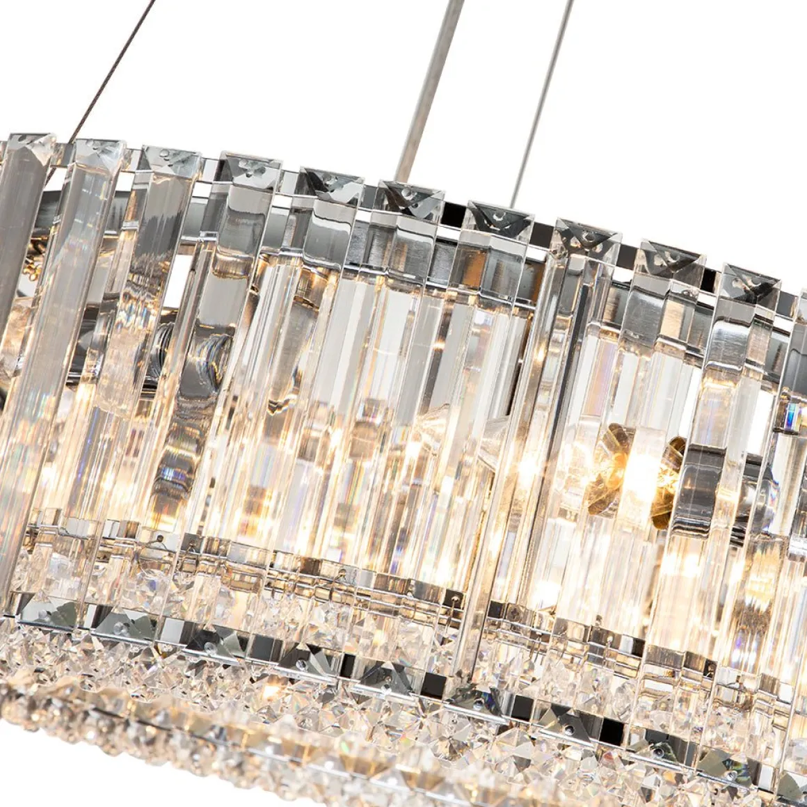 (OpenBox) Modern Chrome Round Drum Crystal Chandelier