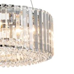 (OpenBox) Modern Chrome Round Drum Crystal Chandelier