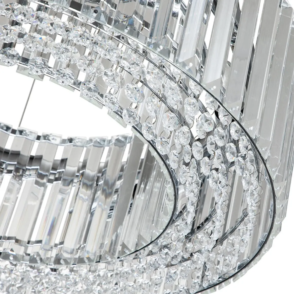 (OpenBox) Modern Chrome Round Drum Crystal Chandelier