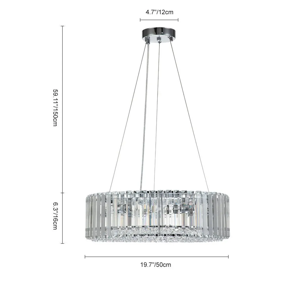 (OpenBox) Modern Chrome Round Drum Crystal Chandelier