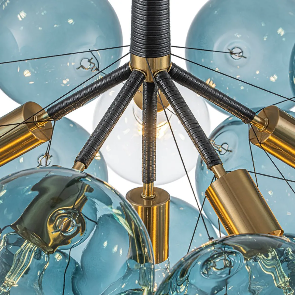 (OpenBox) Modern Cluster Blue Glass Globe Bubble Chandelier