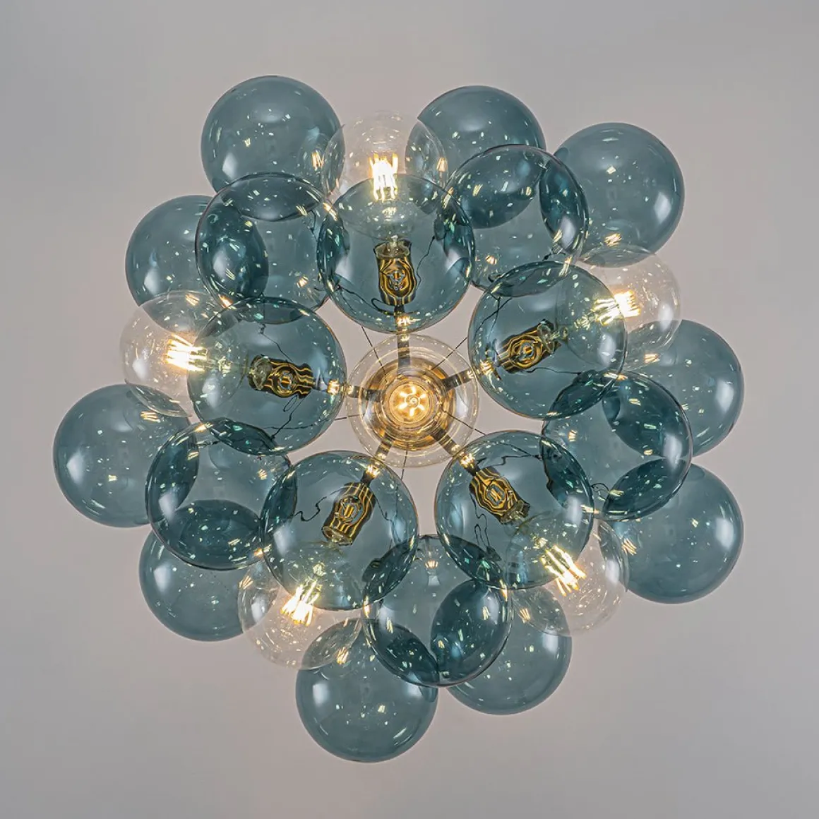 (OpenBox) Modern Cluster Blue Glass Globe Bubble Chandelier