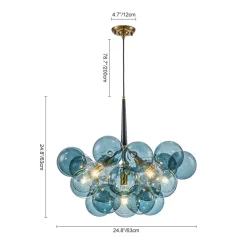 (OpenBox) Modern Cluster Blue Glass Globe Bubble Chandelier