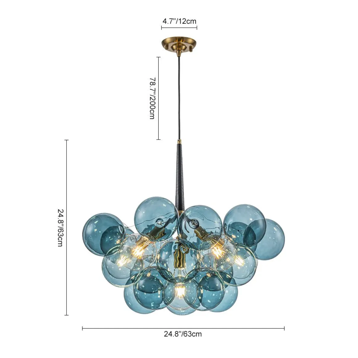 (OpenBox) Modern Cluster Blue Glass Globe Bubble Chandelier