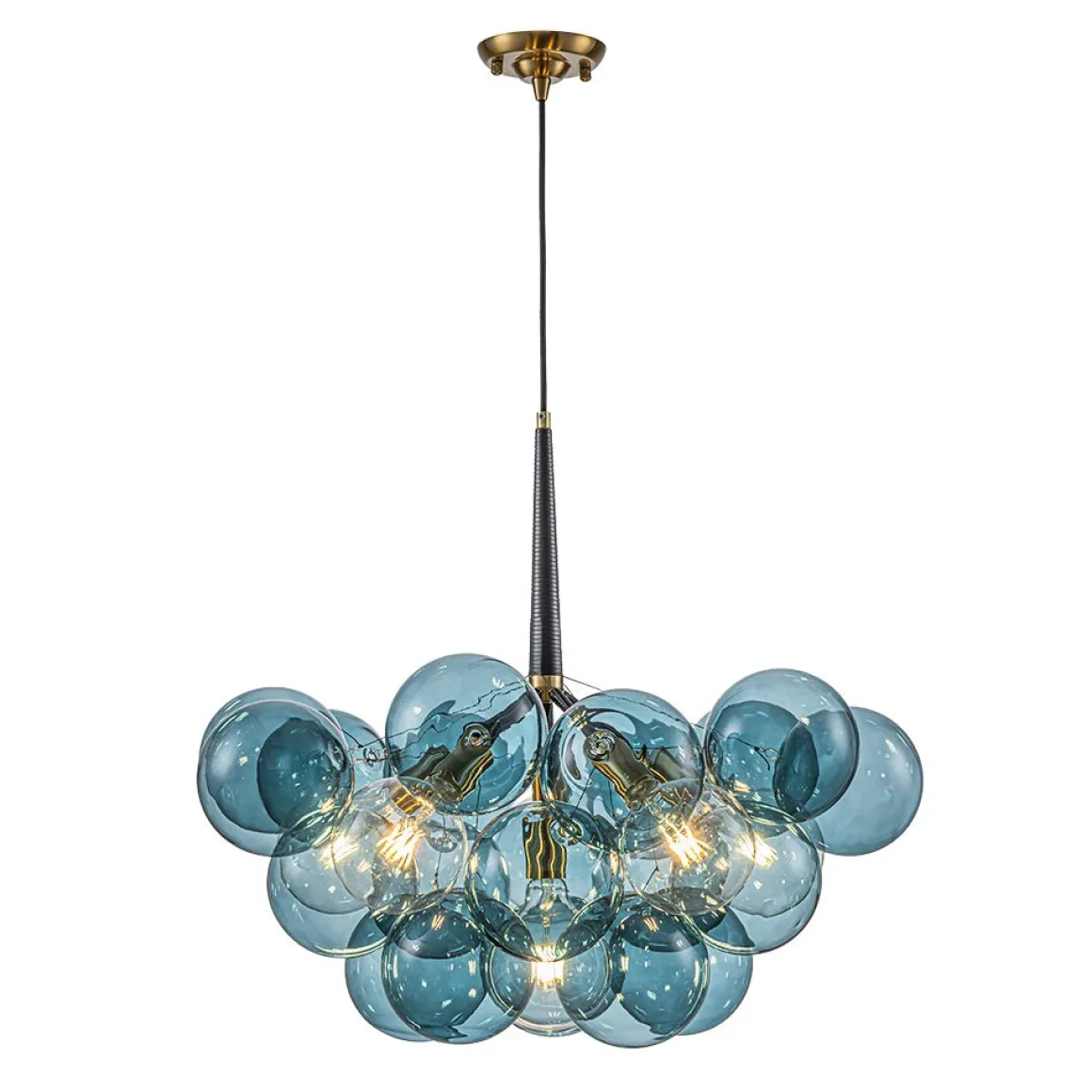 (OpenBox) Modern Cluster Blue Glass Globe Bubble Chandelier