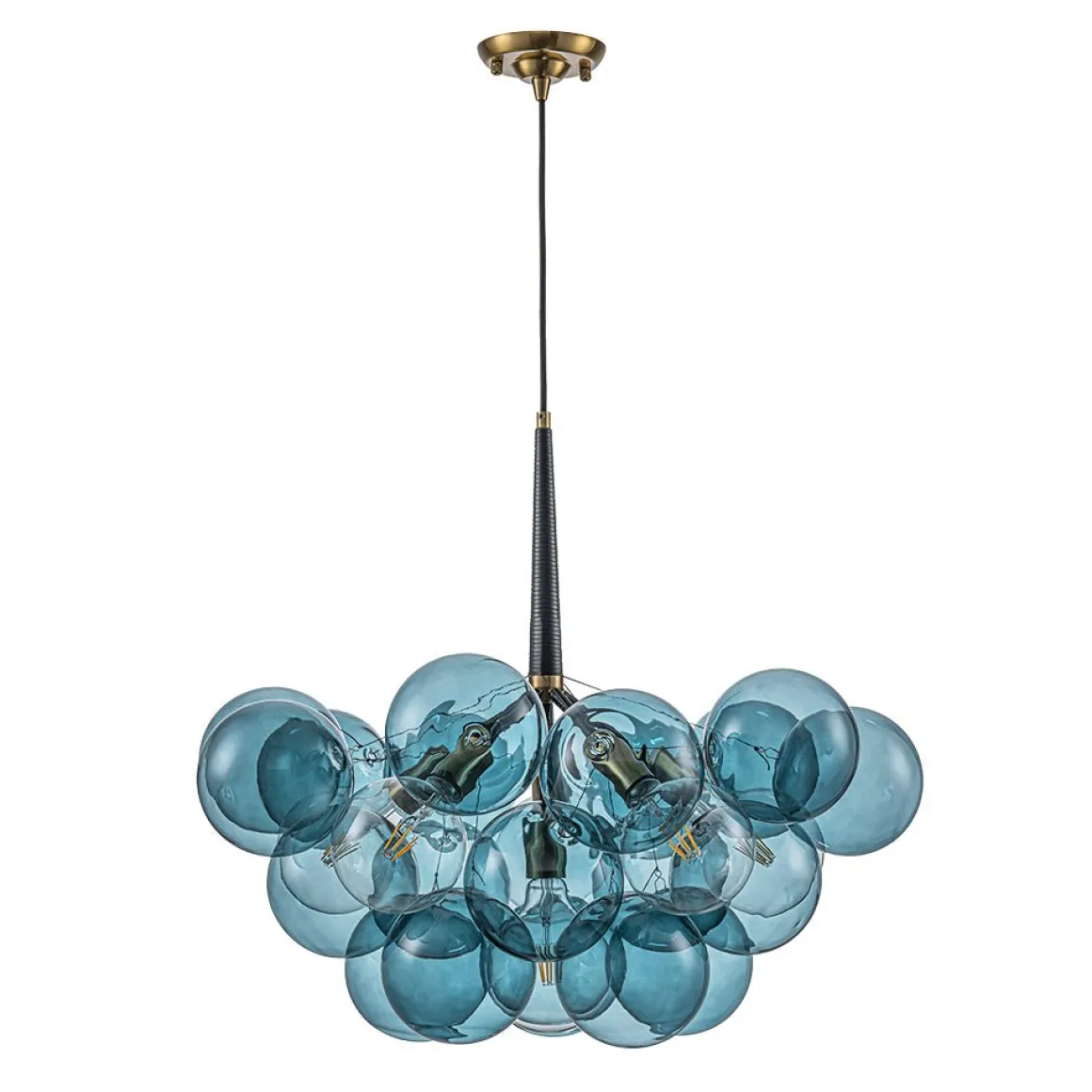 (OpenBox) Modern Cluster Blue Glass Globe Bubble Chandelier